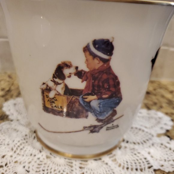 Gotham Norman Rockwell “A Boy and His Dog” Porcelain Candy Dish w/ Lid 4569/9800 - Picture 3 of 8
